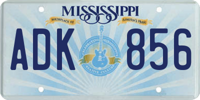 MS license plate ADK856