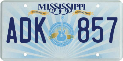 MS license plate ADK857