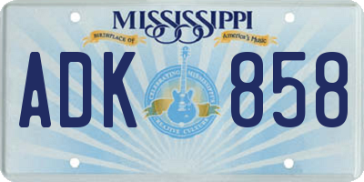MS license plate ADK858