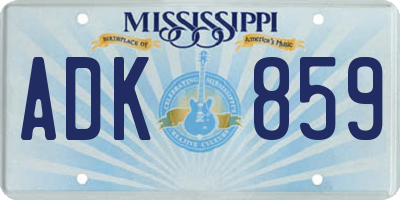 MS license plate ADK859