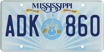 MS license plate ADK860
