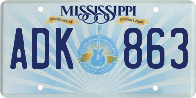 MS license plate ADK863