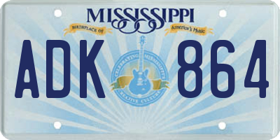 MS license plate ADK864