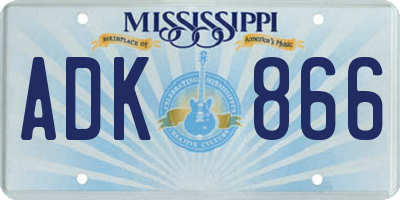 MS license plate ADK866