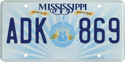 MS license plate ADK869