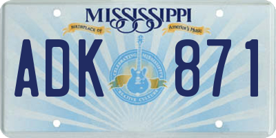 MS license plate ADK871