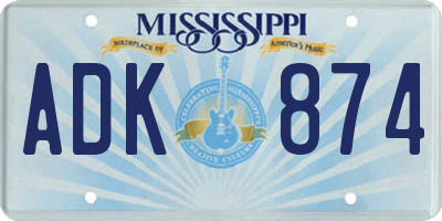 MS license plate ADK874
