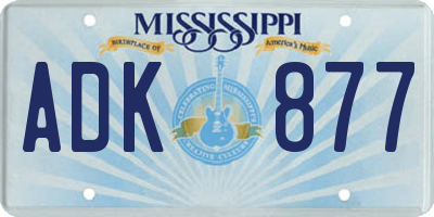MS license plate ADK877