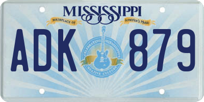 MS license plate ADK879