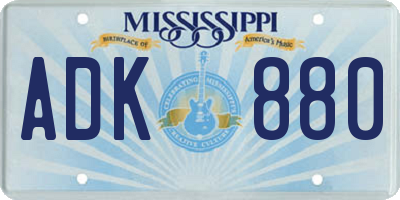 MS license plate ADK880