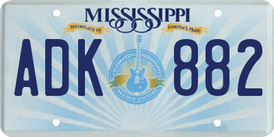 MS license plate ADK882