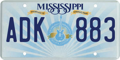 MS license plate ADK883