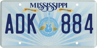 MS license plate ADK884