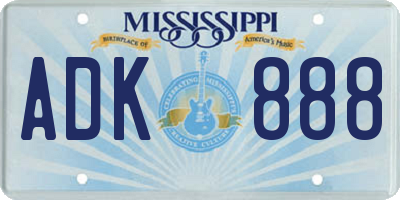 MS license plate ADK888