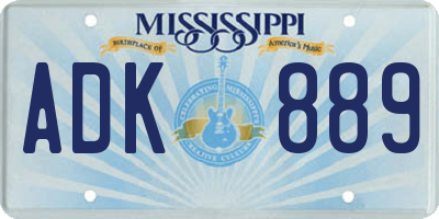 MS license plate ADK889