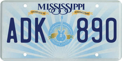 MS license plate ADK890