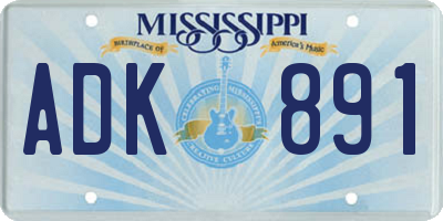 MS license plate ADK891