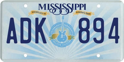 MS license plate ADK894
