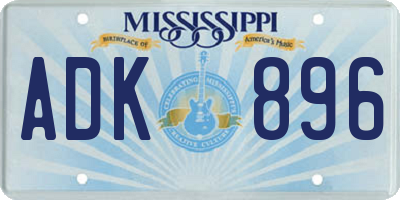 MS license plate ADK896