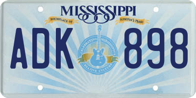 MS license plate ADK898