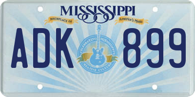 MS license plate ADK899