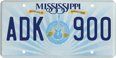 MS license plate ADK900