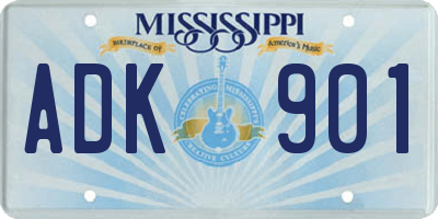 MS license plate ADK901
