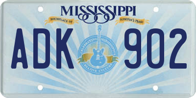 MS license plate ADK902