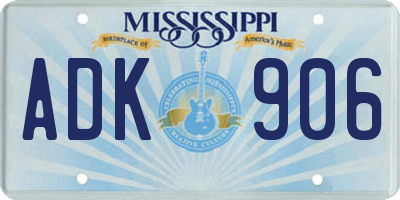 MS license plate ADK906