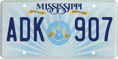 MS license plate ADK907