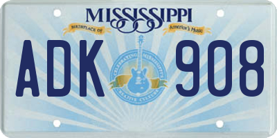 MS license plate ADK908