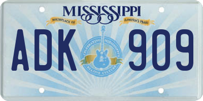 MS license plate ADK909