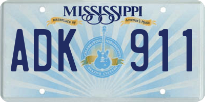 MS license plate ADK911