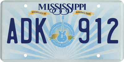 MS license plate ADK912