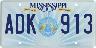 MS license plate ADK913