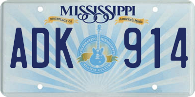 MS license plate ADK914