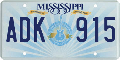 MS license plate ADK915