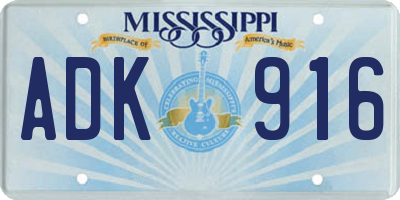 MS license plate ADK916