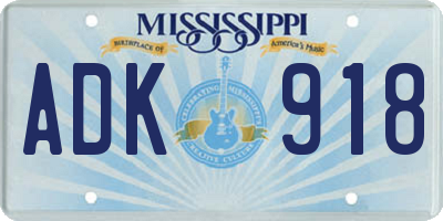MS license plate ADK918