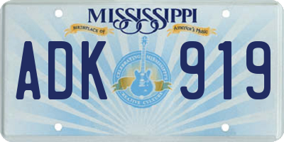 MS license plate ADK919