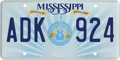 MS license plate ADK924