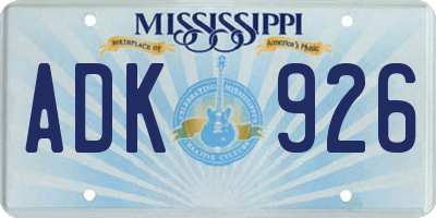 MS license plate ADK926
