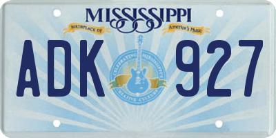 MS license plate ADK927