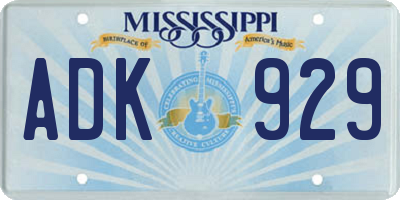 MS license plate ADK929