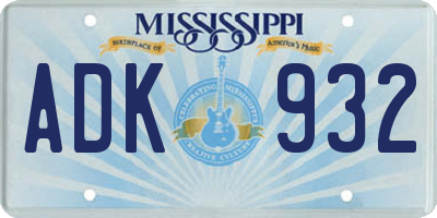 MS license plate ADK932