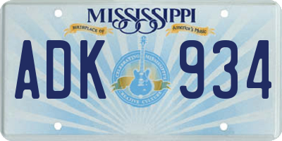 MS license plate ADK934
