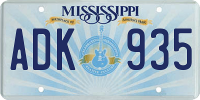 MS license plate ADK935