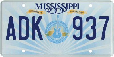 MS license plate ADK937
