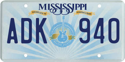 MS license plate ADK940