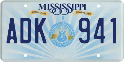 MS license plate ADK941